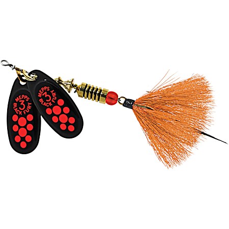Fluorescent Red Dot/Orange Double Blade Black Fury Spinner