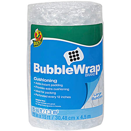 12 in x 15 ft Clear Original Bubble Wrap Cushioning