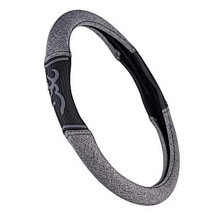 Heathered Grey/Black Chevron 2 Grip Steering Wheel Cover