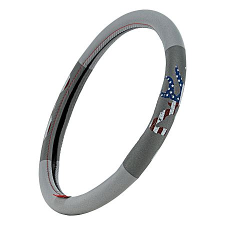 Buckmark Flag Grey Steering Wheel Cover