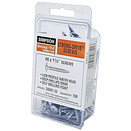 #8 x 1-1/4 in Strong-Drive Screws - 100 Pk