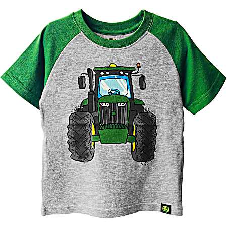 Toddlers Light Heather Grey Tractor Graphic Crew Neck Short Sleeve T-Shirt