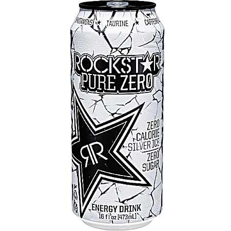 Pure Zero 16 oz Silver Ice Zero Calorie & Zero Sugar Energy Drink