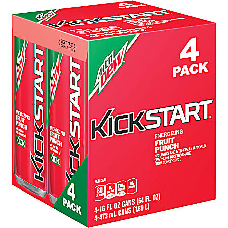 Kickstart 16 oz Fruit Punch Energy Drink - 4 Pk