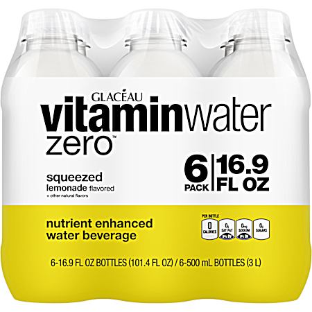 Vitamin Water Zero 16.9 oz Squeezed Lemonade Flavored Zero Calorie Vitamin Water - 6 Pk