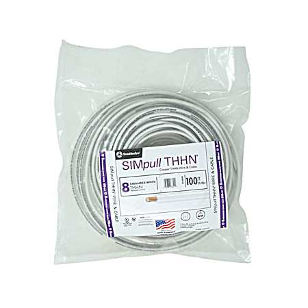 100 ft White 8 Stranded THHN Wire & Cable