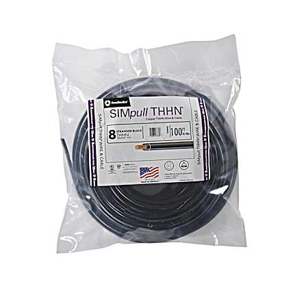 100 ft Black 8 Stranded THHN Wire & Cable