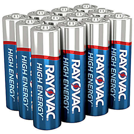 High Energy AA Alkaline Batteries - 12 Pk