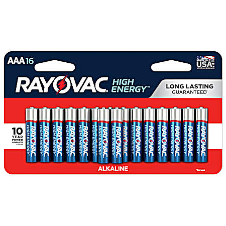 High Energy AAA Alkaline Batteries - 16 Pk