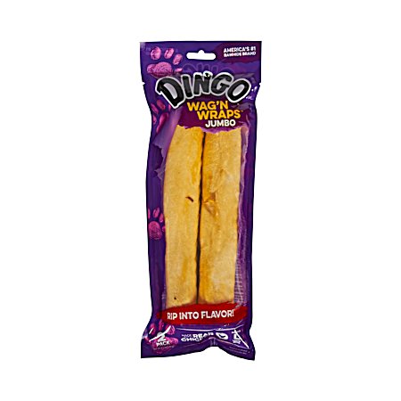Wag'n Wraps Jumbo Rawhide Chews Dog Treats - 2 Pk