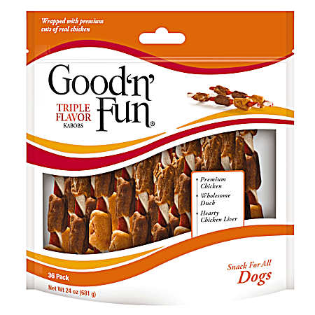 Triple Flavor Kabobs Dog Chews - 36 Pk