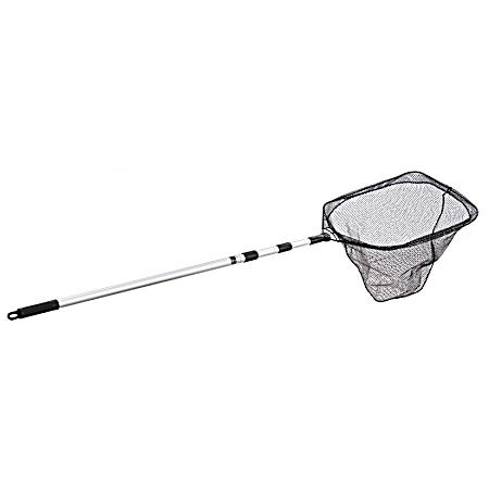 14 in x 18 in Black Crappie Floating Nylon Landing Net w/ Telescoping Handle