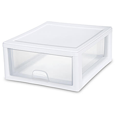 16 qt White Framed Clear Stacking Drawer