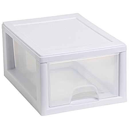 6 qt White Framed Clear Stacking Drawer