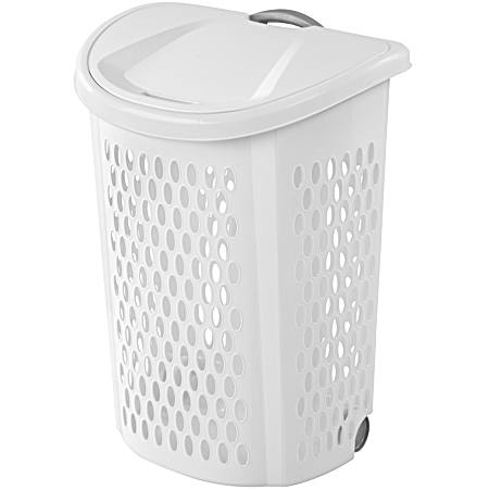 White Wheeled Laundry Hamper