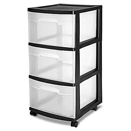 Black 3-Drawer Rolling Storage Cart