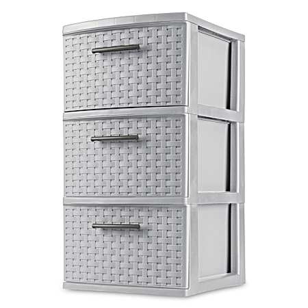 Cement 3-Drawer Weave Storage Tower