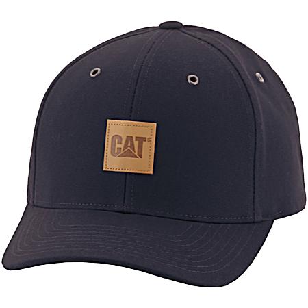 Men's Black Leather Patch FlexFit 6-Panel Cap