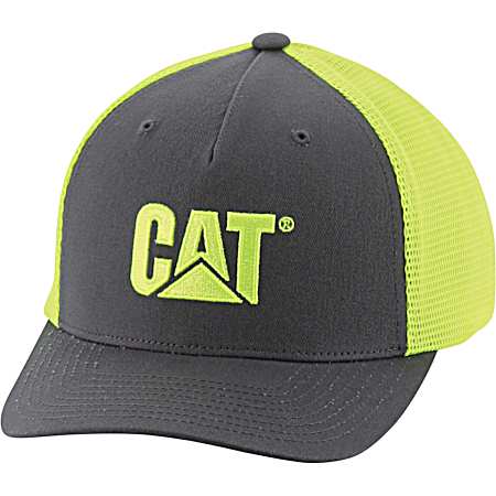Men's Gray/Yellow Hi-Vis CAT Embroidered FlexFit Cap