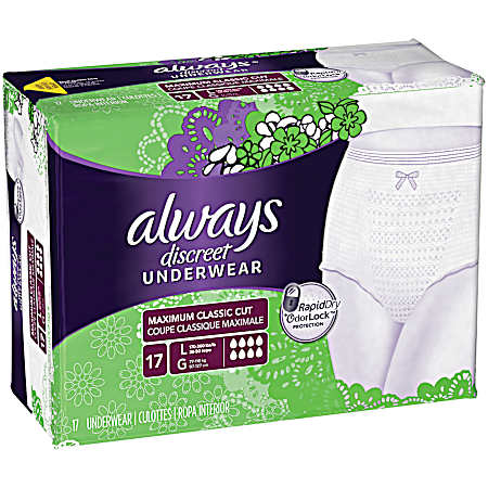 Discreet Large Maximum Classic Cut Underwear - 17 ct