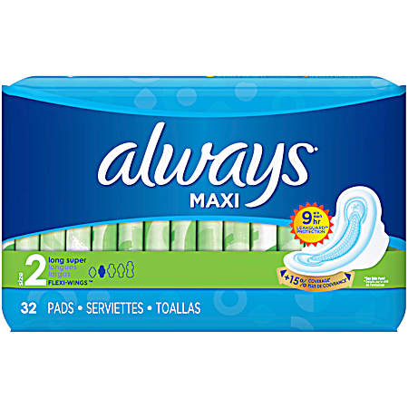 Maxi Long Super Feminine Pads w/ Flexi-Wings - 32 Ct