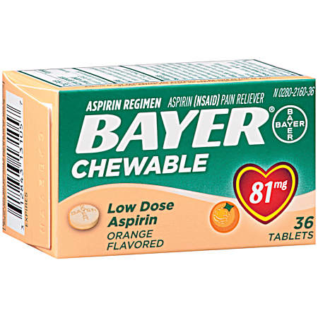 81 mg Low Dose Chewable Pain Reliever - 36 ct
