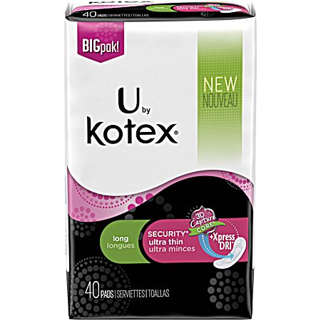 Security Ultra Thin Long Sanitary Pads - 40 ct