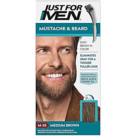 Men Mustache & Beard Medium Brown Hair Coloring