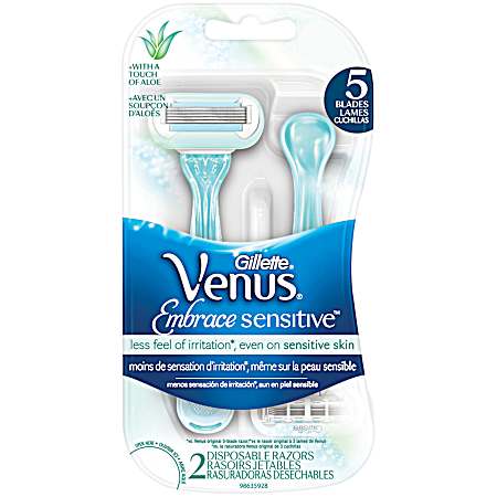 Venus Embrace Sensitive Disposable Razors - 2 Pk