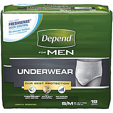 Maximum Absorbency S/M Underwear for Men - 19 Ct