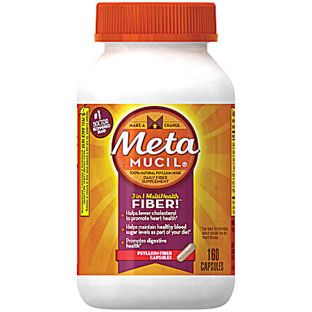 3 in 1 MultiHealth Psyllium Fiber Capsules - 160 ct