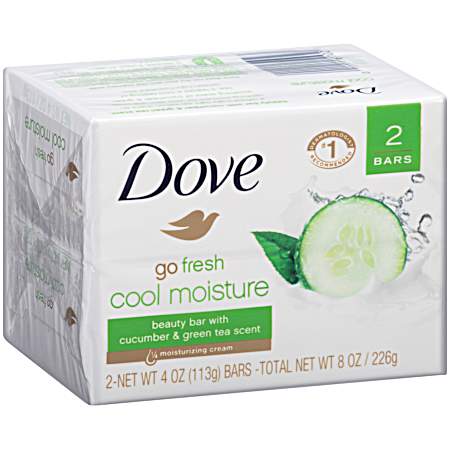 4 oz Go Fresh Cool Moisture Beauty Bar - 2 Pk