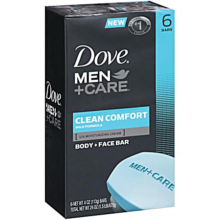 4 oz Men+Care Clean Comfort Body & Face Bar - 6 Pk