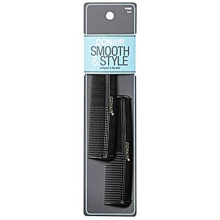 Smooth & Style Black Pocket Combs - 2 Pk