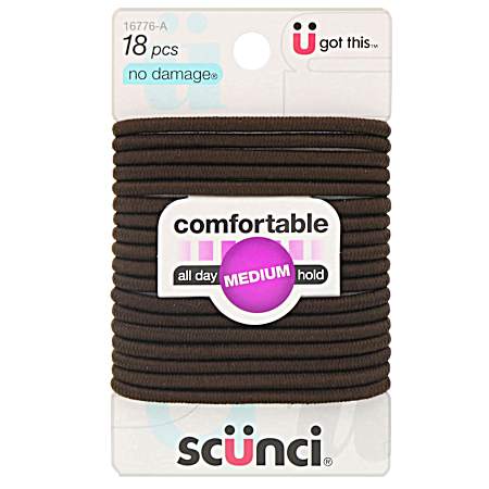 Brown Comfortable Elastic Hair Ties - 18 ct