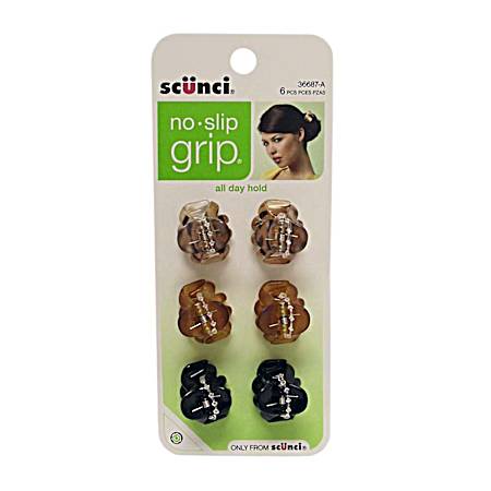 No-Slip Grip Flexible Claw Clips - 6 Pk