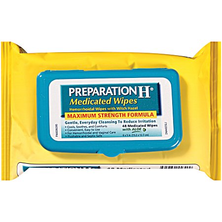 Maximum Strength Medicated Wipes - 48 ct