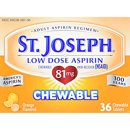 Chewable Low Dose Orange Flavored Aspirin - 36 ct
