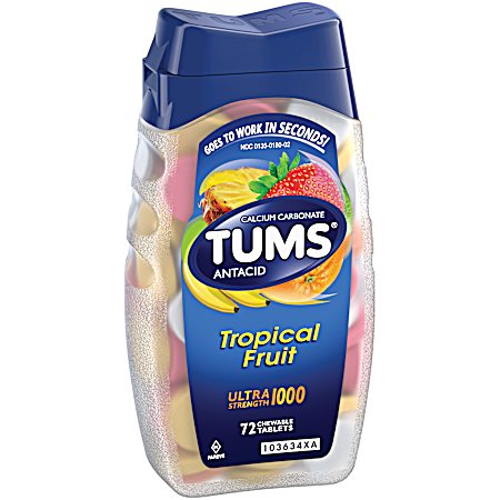 Ultra Strength 1000 Tropical Fruit 72 Chewable Antacid Tablets
