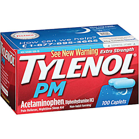 PM Extra Strength Pain Reliever & Sleep Aid Caplets - 100 ct