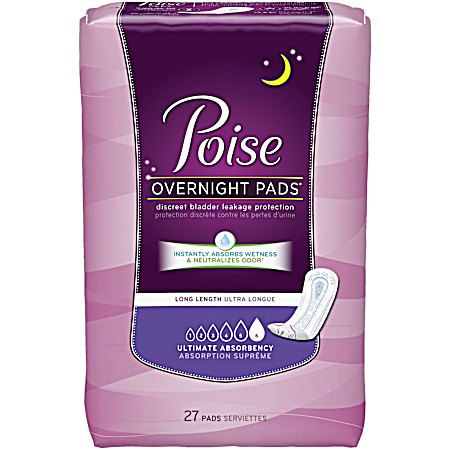 Ultimate Absorbency Overnight Bladder Leakage Pads - 27 Ct