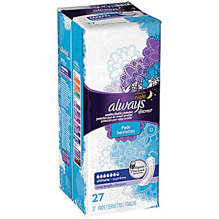 Discreet Sensitive Bladder Protection Long Feminine Pads - 27 ct