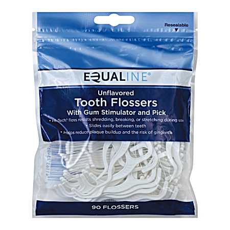 Unflavored Dental Floss Picks - 90 ct