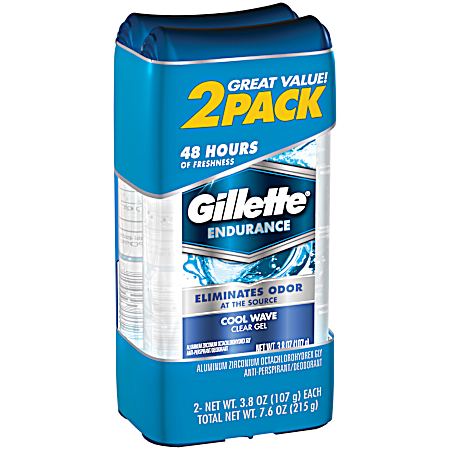 Endurance 3.8 oz Cool Wave Clear Gel Anti-Perspirant & Deodorant - 2 Pack