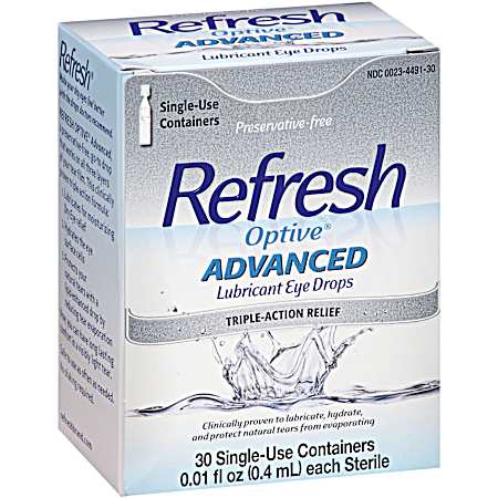Optive Advanced Lubricant Eye Drops - 30 ct
