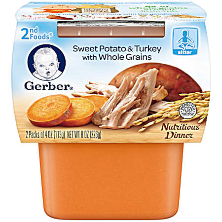 2nd Foods 4 oz Sweet Potato & Turkey w/ Whole Grains Baby Dinner - 2 Pk