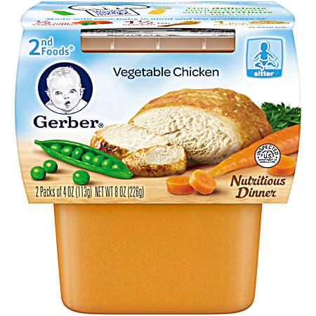 2nd Foods 4 oz Vegetable Chicken Baby Dinner - 2 Pk