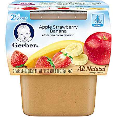 2nd Foods 4 oz Apple/Strawberry/Banana Baby Food  - 2 Pk