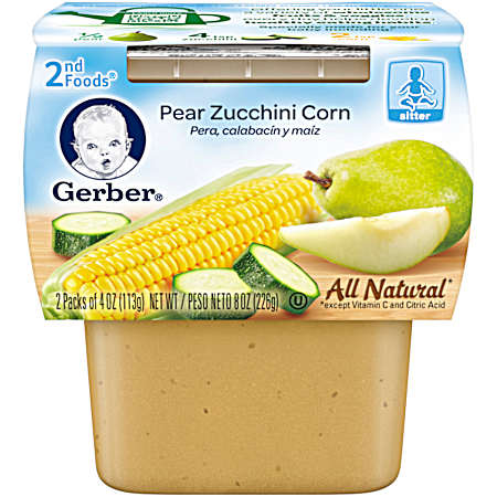 2nd Foods 4 oz Pear/Zucchini/Corn Baby Food  - 2 Pk