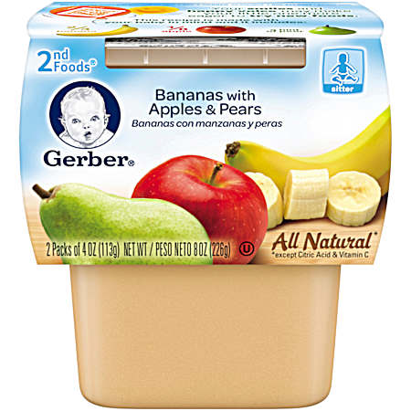 2nd Foods 4 oz Banana/Apple/Pear Baby Food  - 2 Pk
